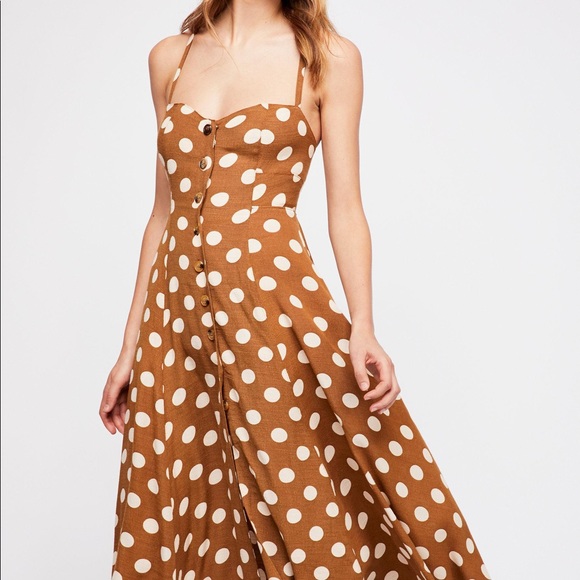 free people polka dot midi dress
